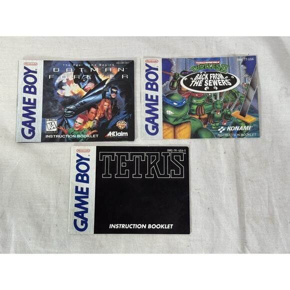 Ninja Turtles Back from the Sewers Batman Forever Tetris Nintendo Gameboy Manual - Picture 1 of 2